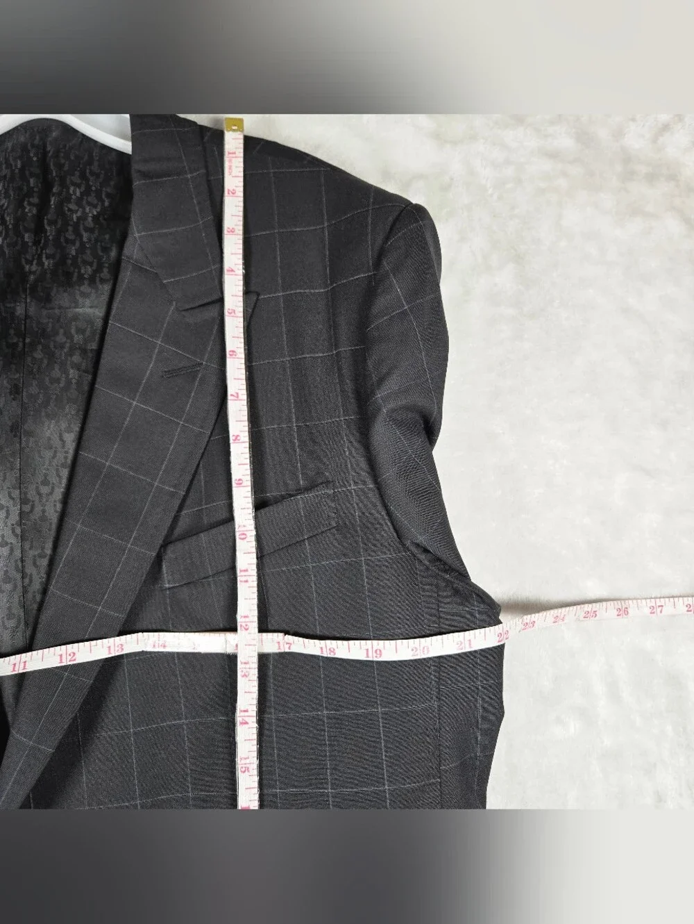 Gucci 2 Piece Suit Men Blazer 48R Pants 36x30 Inseam Black Windowpane Read Des!
